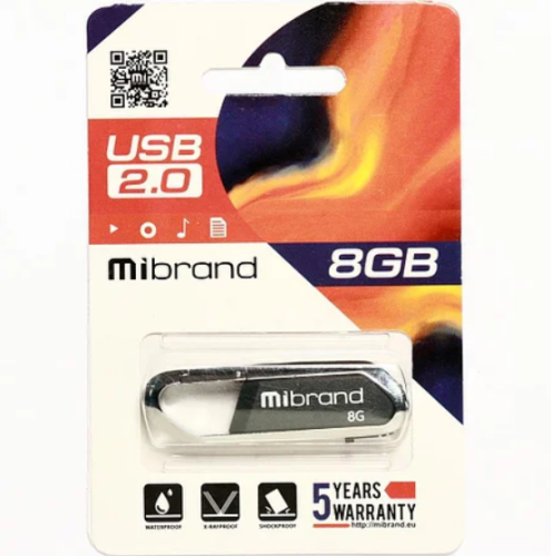 Флешка 8Gb USB 2.0 Mibrand Aligator сірий