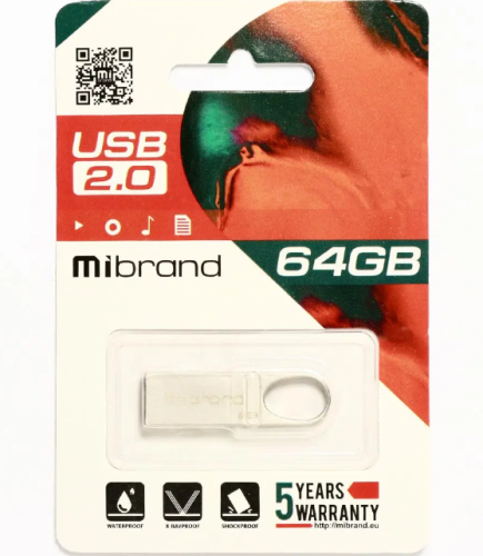 Флешка 64Gb USB 2.0 Mibrand Irbis срібний