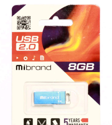 Флешка 8Gb USB 2.0 Mibrand Chameleon блакитний