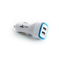 Автомобільний зарядний пристрій 2 USB (12 / 24V - 5V 2,1A) квадрат, білий