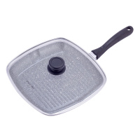 Сковорідка-гриль 28см з антипригарним покриттям чорний мармур з литого алюмінію KAMILLE