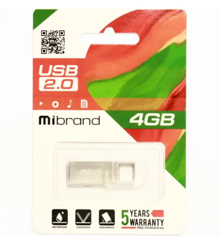 Флешка 4Gb USB 2.0 Mibrand Shark срібний