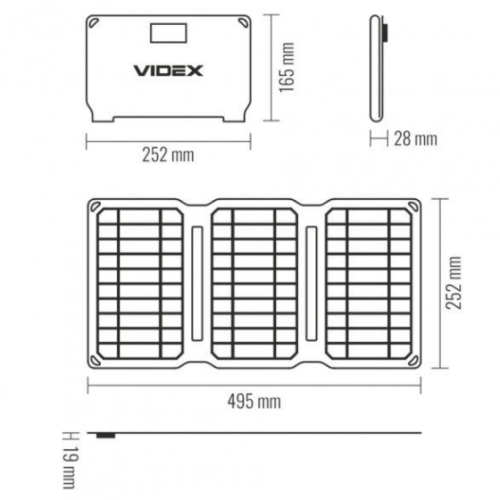 Портативная зарядная солнечная панель VIDEX VSO-F515UU 15W (28шт/ящ)