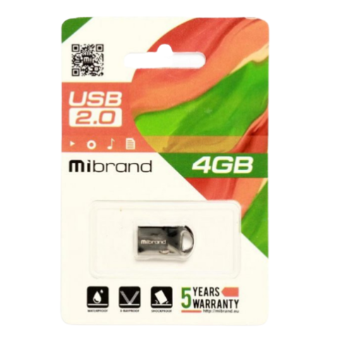 Флешка 4Gb USB 2.0 Mibrand Hawk срібний