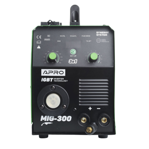 Зварювальний напівавтомат APRO MIG-300,20-300 А,ел.4мм,пр.0,8-1мм (5кг),ПВ100%,2,5+1,5+3