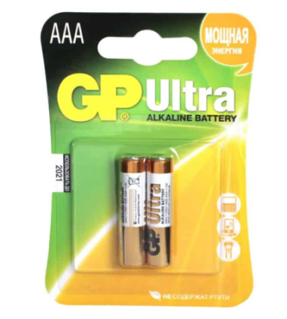 Батарейка AAA/LR03 GP ULTRA ALKALINE (бл.2)